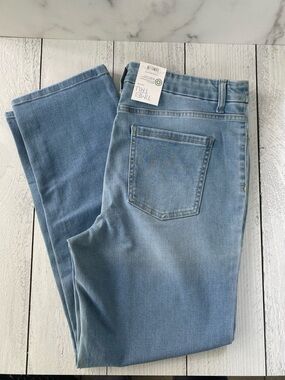 High-Rise Straight Acid Wash Denim Jeggings-Time & Tru-NWT-LG